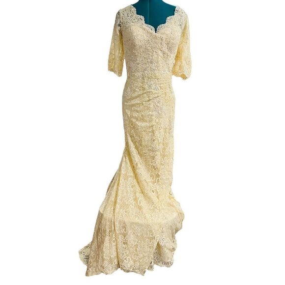 MADELINE GARDNER WEDDING DRESS MGNY BY MORILEE Allover Stretch Lace Crystal Cavi - Picture 4 of 15